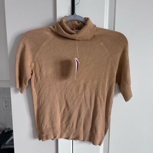 Philosophy Tan Cowl Neck Short-Sleeve Sweater